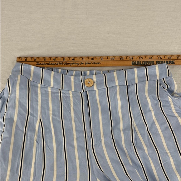 Rae Mode Pants Wm 1X Seneca Light Blue Striped Wide-Leg Button Close - Picture 8 of 9